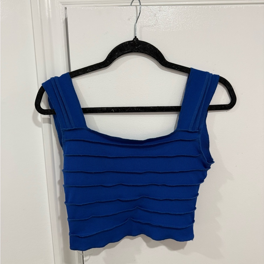 Princess Polly Royal Blue Ribbed Crop Top